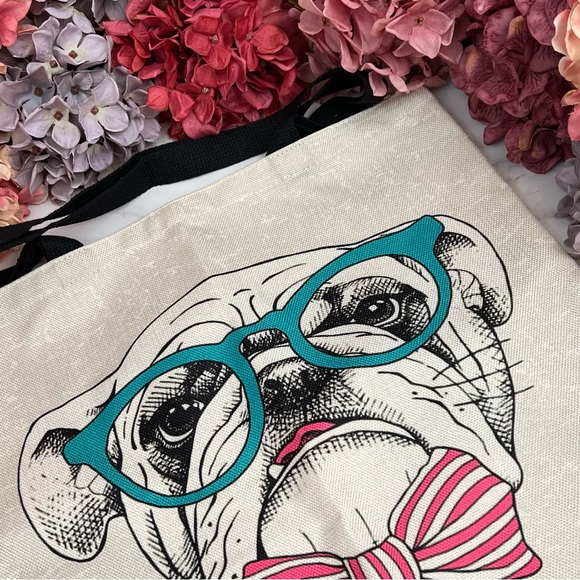 Eco-Friendly Preppy English Bulldog Folding Tote Bag - Picture 5 of 14